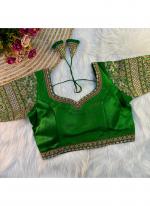 Silk Green Party Wear Thread Work Readymade Blouse